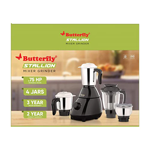 Butterfly Stallion 4 Jar Mixer Grinder| 500W Motor| 3 Leakproof Stainless Steel Jar & 1 Juicer Jar| Ink Blue - Alternate View