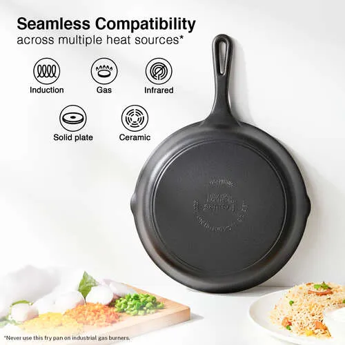 Prestige Cast Iron Scratch Resistant Round Base Fry Pan, 20cm (Black) - Detail View
