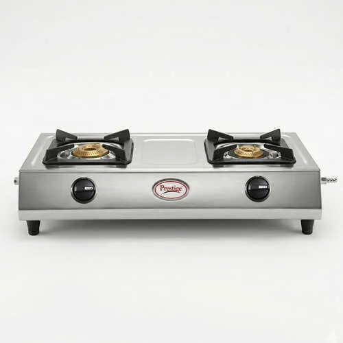 Prestige Agni Manual Stainless steel 2 Burners Gas Stove, Silver