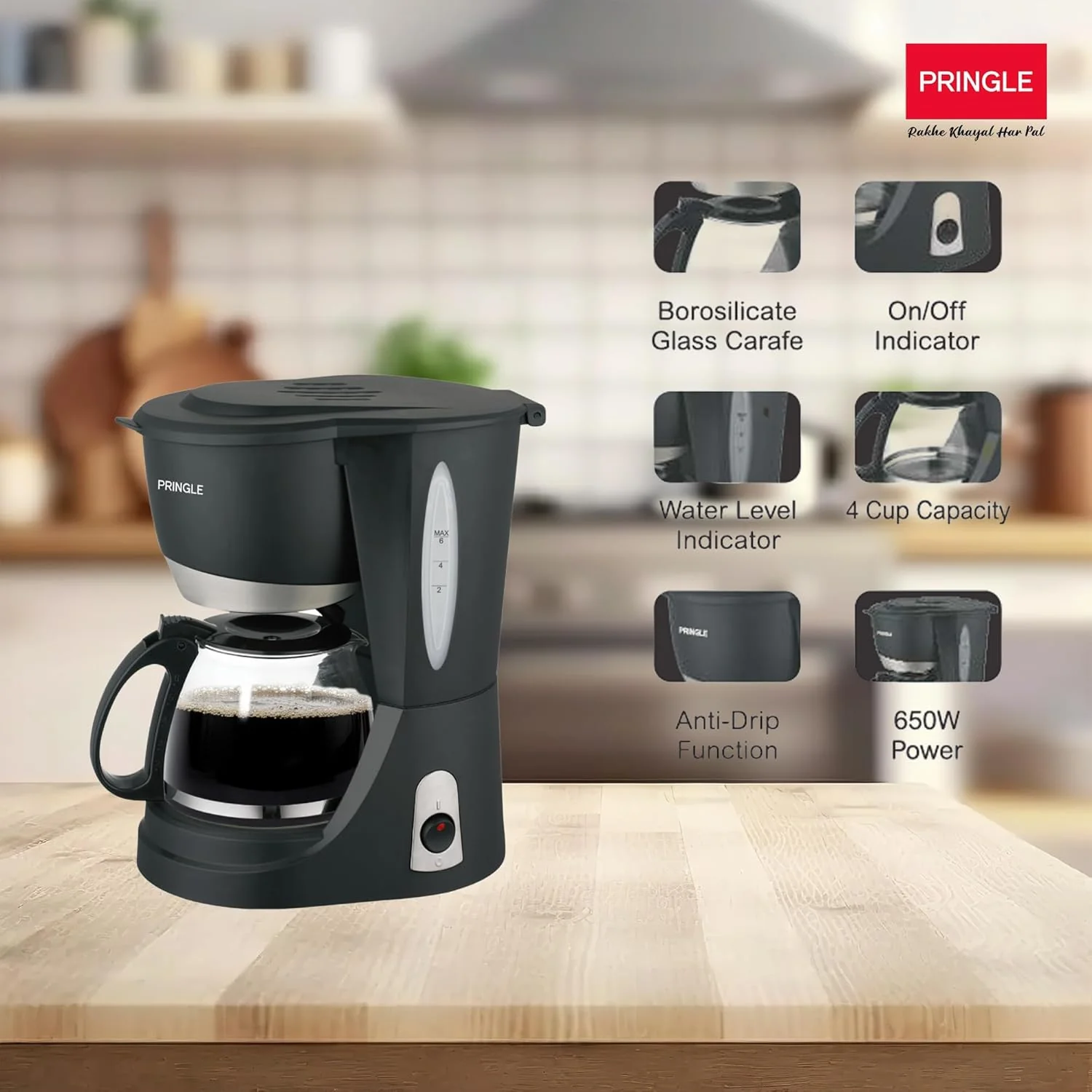 Mocha 4 Cup Drip Coffee Maker - Alternate View