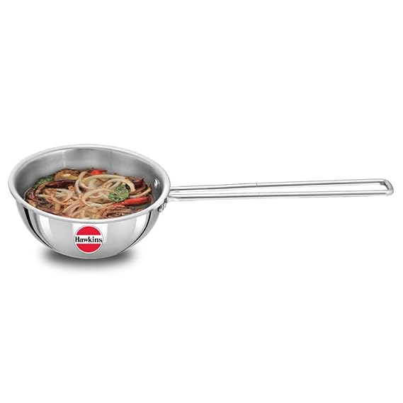 Hawkins 2.5 Cup Tadka Pan, 600ml Triply Stainless Steel Pan, Silver (STP25)