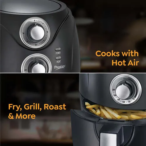 Prestige PAF 6.0 Electric Air Fryer | 80% less Oil Consumption | 2.5L Capacity | 1200 Watts Power | Fry,Grill,Roast & More | Temperature & Time Control |Easy to Clean Frying Basket | Black - Detail View