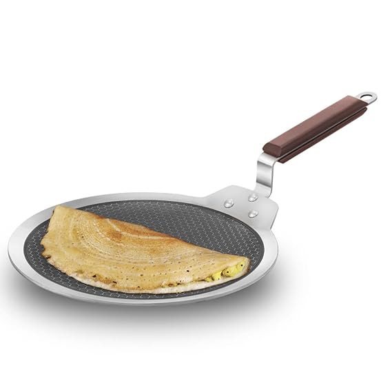Induction Compatible SS Tri-ply Dosa Tava with Shielded Nonstick 28 cm (NSDT28)