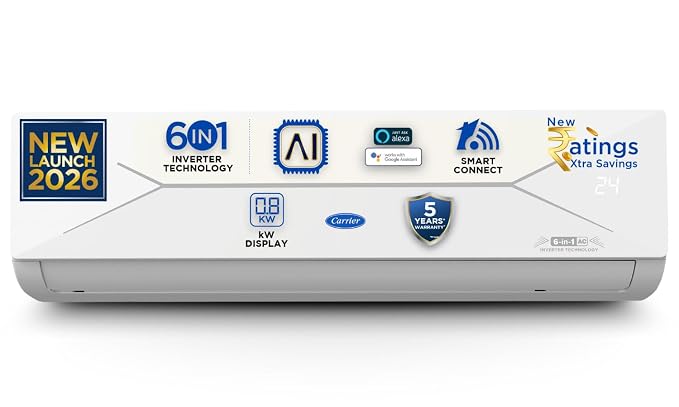 Carrier 2 T 5Star,New Star rated,Wi-Fi Smart Flexicool Inverter Split AC