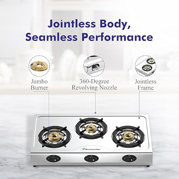 Butterfly Bolt 3B Stainless Steel Lpg Open Gas Stove, Silver - Alternate View