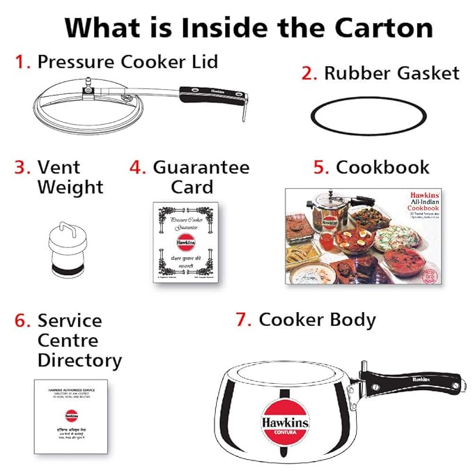 Hawkins Contura Aluminium Inner Lid Pressure Cooker, 3 Litre, Silver (Hc30), 3 Liter - Detail View