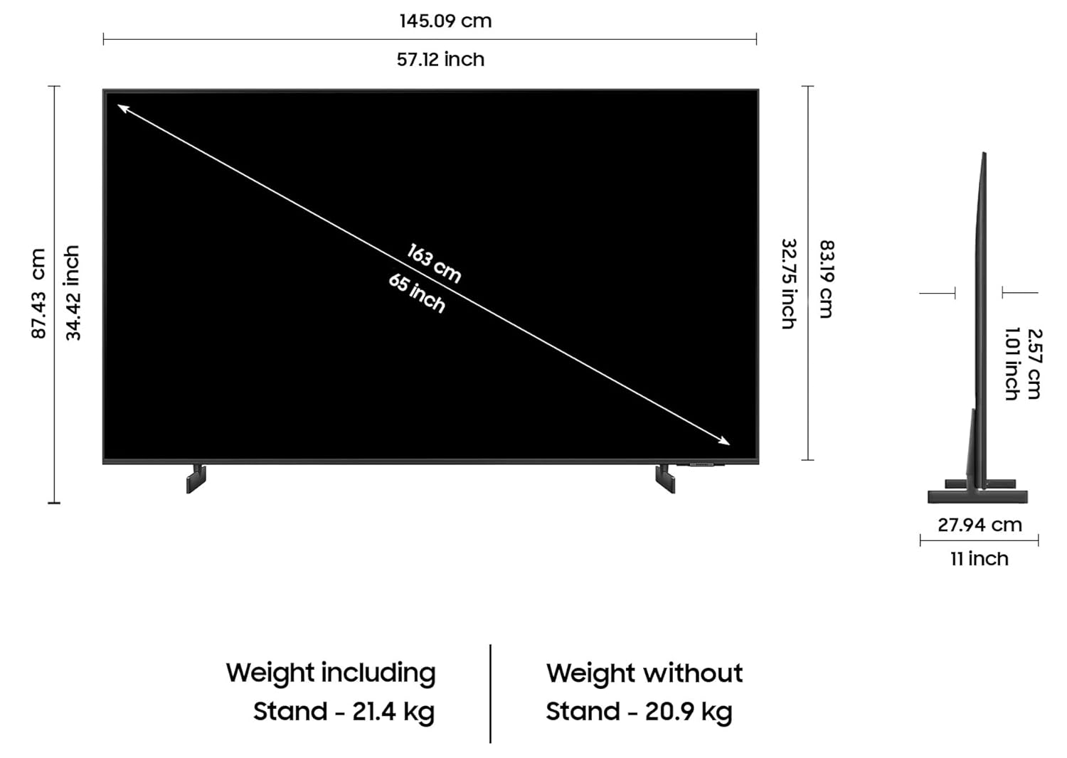 Samsung 163 cm (65 inches) 4K Ultra HD Smart LED TV UA65DU8300ULXL (Titan Gray) - Alternate View