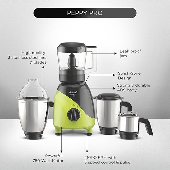 Preethi Peppy Pro Mixer Grinder for Kitchen - Alternate View