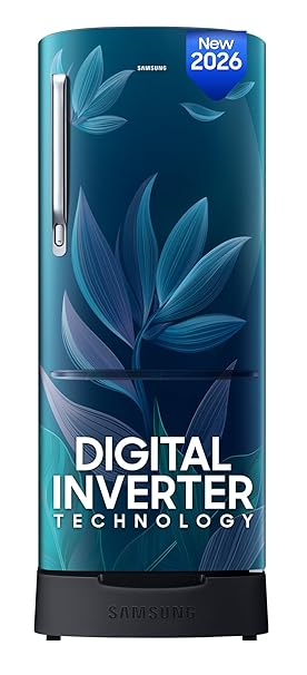 Samsung 183 L, 4 Star, Digital Inverter, Direct-Cool Single Door Refrigerator (RR20H28249U/NL, Paradise Bloom Blue, Base Stand Drawer, Single Touch Defrost