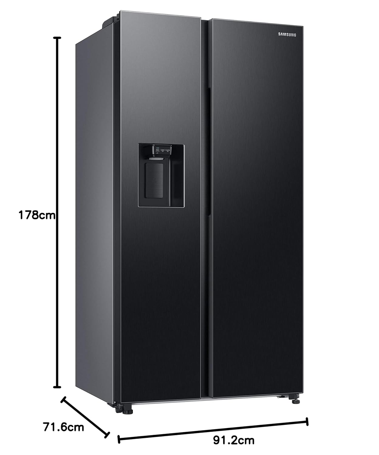 Samsung 633 L, 3 Star, Frost Free, Double Door, Convertible 5-in-1 Digital Inverter, Side By Side Refrigerator with AI, WiFi & Water & Ice Dispenser (RS78CG8543B1HL, Black Matte) - Detail View