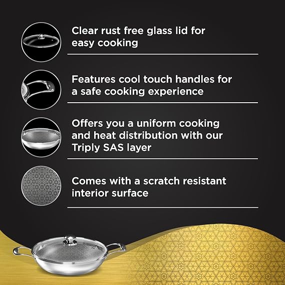 Preethi Diva Collection Triply Stainless Steel Kadai - Detail View