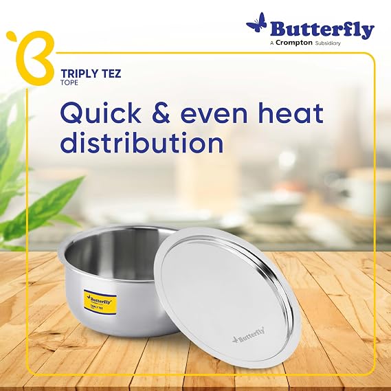 Butterfly Tez Triply Tope with Lid - 4.5 Litre| 24 CM - Detail View