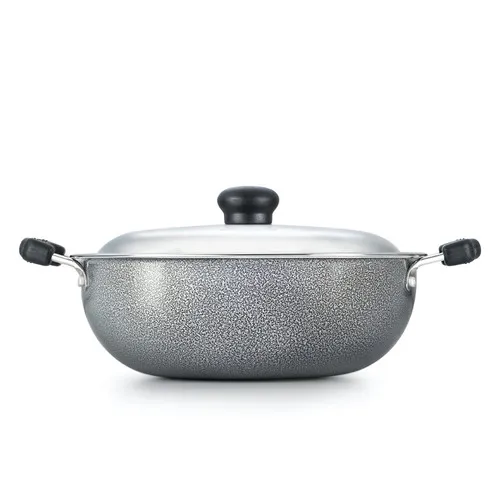 Prestige Omega Select Plus Superior Non-stick Coating Round Base Kadai with Lid, 17cm (Black)