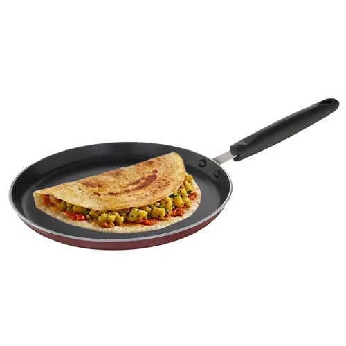 Prestige Omega Deluxe Aluminium Induction Base Non-Stick Omni Tawa, 25 cm (Red)